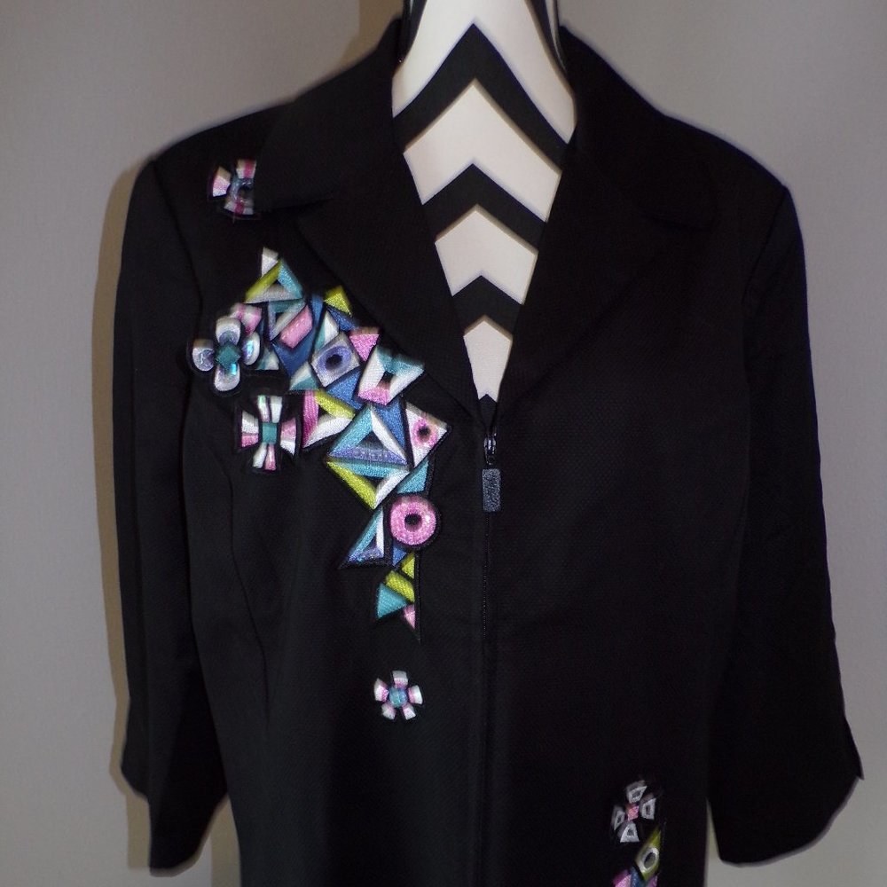 NWT Bob Mackie Black Lined Zip XL Jacket - Picture 4 of 4